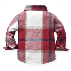 Boys 3D Plaid Shirts Long Sleeve Fall Winter Fashion Basic Kids 4-12 Years Lapel Outdoor Casual Daily Regular Fit