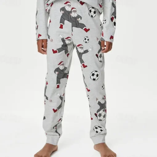Boys 3D Santa Claus Football Christmas Pajamas Christmas Sets Pajama Sets Long Sleeve 3D Print Fall Winter Active Cool Daily Kids 3-12 Years Crew Neck Home Causal Indoor Regular Fit
