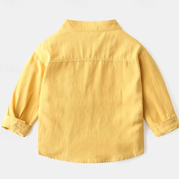 Boys 3D Solid Color Shirts Long Sleeve Summer Spring Fashion Basic Little Kids(4-7ys) 4-7 Years Shirt collar Outdoor Casual Daily Regular Fit