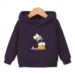 Boys Girls' 3D Cartoon Cat Hoodie Long Sleeve Fall Winter Fashion Basic Kids 4-7 Years Hooded Outdoor Casual Daily Regular Fit