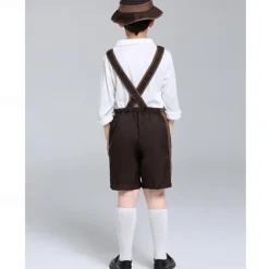 Boys Oktoberfest Costume Traditional German Beer Outfit Lederhosen Shirt Hat 3 Pieces Munich Bavarian Costume for Kids