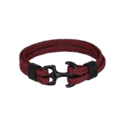 bracelet for men, sturdy cowhide leather bracelet, multilayer vintage anchor bracelet wrap cuff - blue with silver anchor