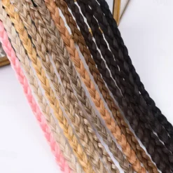 Braid Hair Extensions 4 PCS Baby Braids Front Side Bang Curtain Bang Clip in Hair Extensions Long Braided Hair Piece Natural Soft Synthetic Hair for Women Daily Wear 20 Inch Cool Light Blonde