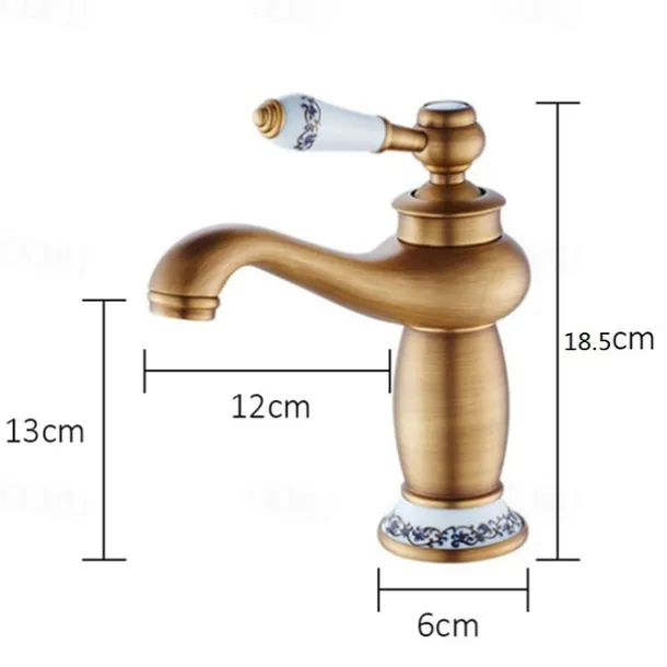 Brass Bathroom Sink Faucet,Ti-PVD Finish Single Handle One Hole Bath Taps with Hot and Cold Switch and Ceramic Valve
