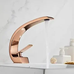 Brass Bathroom Sink Mixer Faucet, Silvery Single Handle One Hole Basin Taps Chrome Finish Bathroom Faucet with Hot and Cold Water