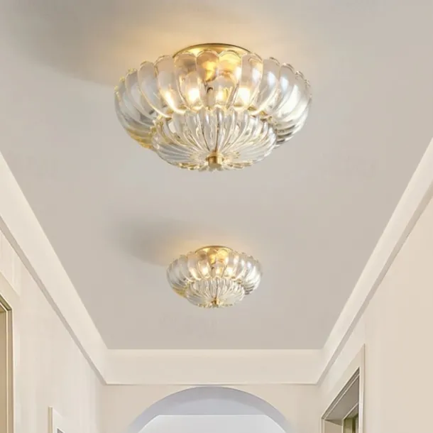 Brass Ceiling Light 30cm E14 3-Light Ceiling Light Fixture with Glass Shade Vintage Home Entryway Flush Mount Ceiling Light Bathroom Close to Ceiling Light Fixtures 110-240V