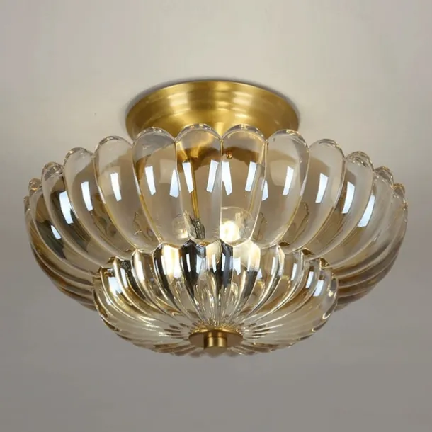 Brass Ceiling Light 30cm E14 3-Light Ceiling Light Fixture with Glass Shade Vintage Home Entryway Flush Mount Ceiling Light Bathroom Close to Ceiling Light Fixtures 110-240V