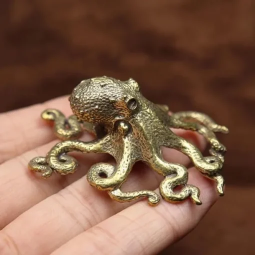 Brass Octopus Tea Pet - Solid, Creative Design for Prosperity & Wealth Attraction, Pure Copper Tea Ceremony Accessory