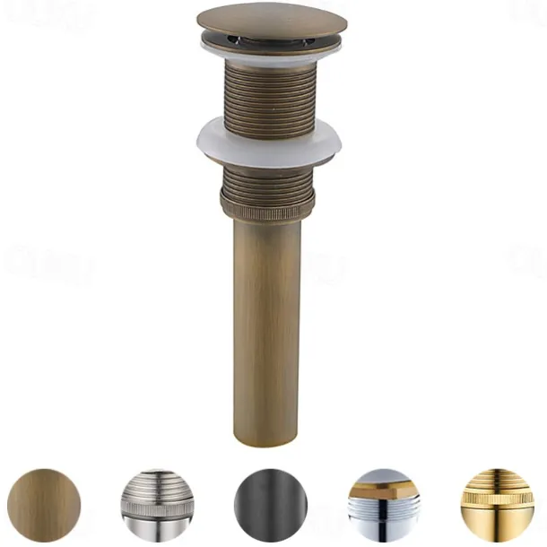Brass Pop Up Sink Drain Stopper with Overflow Bathroom Faucet Vessel Vanity Sink Drainer