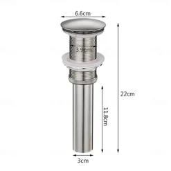 Brass Pop Up Sink Drain Stopper with Overflow Bathroom Faucet Vessel Vanity Sink Drainer