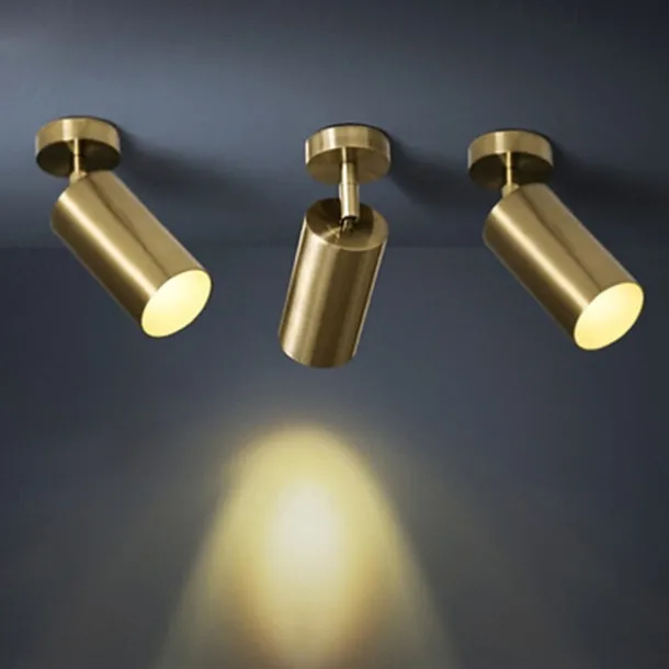 Brass Small Spotlights Led Living Room Cafe Bar Golden Track Lights Homestay Decoration Bright Down Light