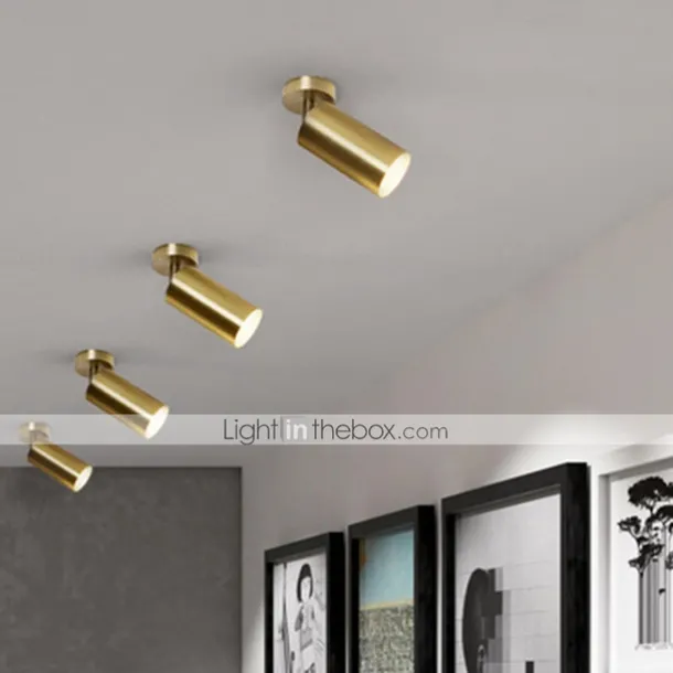 Brass Small Spotlights Led Living Room Cafe Bar Golden Track Lights Homestay Decoration Bright Down Light