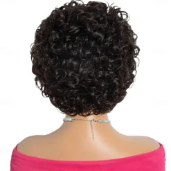 Brazilian Short Pixie Afro Kinky Curly Wigs for Women Glueless Brown Colored Hair Bob Wig With Bangs 6 inch Human Hair Wig