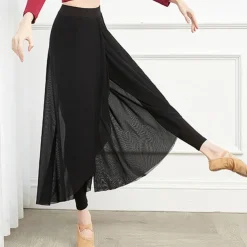 Breathable Activewear Skirts Pure Color Splicing Women's Training Performance High Cotton Blend Tulle