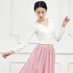 Breathable Ballet Top Bandage Women's Training Performance Long Sleeve High Modal