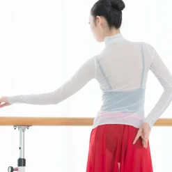 Breathable Ballet Top Split Joint Women's Training Performance Long Sleeve Tulle