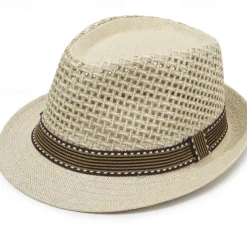 Breathable Sun Hat Men's Straw Hat With Mesh Stitching British Retro Jazz Hat Sun Hat