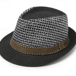 Breathable Sun Hat Men's Straw Hat With Mesh Stitching British Retro Jazz Hat Sun Hat