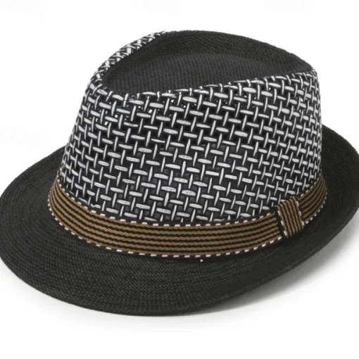 Breathable Sun Hat Men's Straw Hat With Mesh Stitching British Retro Jazz Hat Sun Hat