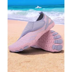 Breathable Water Shoes for Women – Stylish Velcro Mesh Barefoot Aqua Shoes for Beach, Kayaking, Swimming & Travel, Quick-Drying Lightweight Swim Footwear