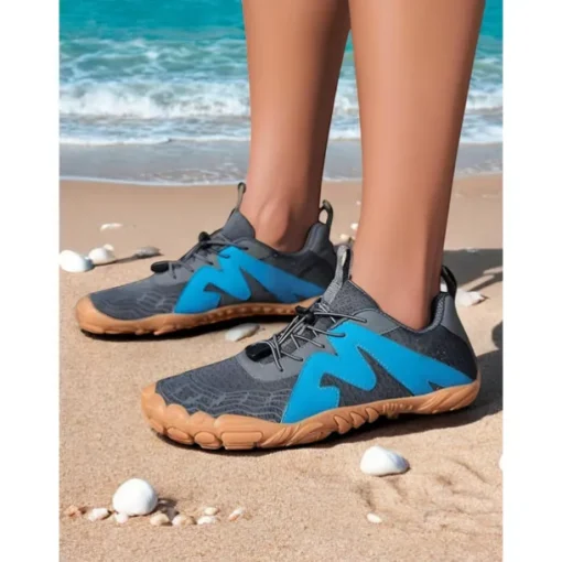 Breathable Wide Fit Water Shoes for Women – Stylish Color-block Barefoot Aqua Shoes for Beach, Kayaking, Swimming & Travel, Quick-Drying Lightweight Swim Footwear