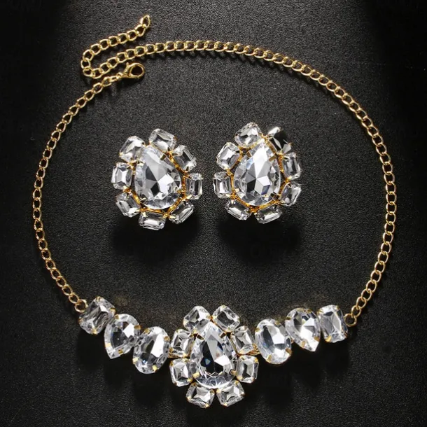 Bridal Jewelry Sets 1 set Rhinestone 1 Necklace Earrings Women's Elegant Personalized Stylish Cute Classic Drop Flower irregular Jewelry Set For Wedding Party