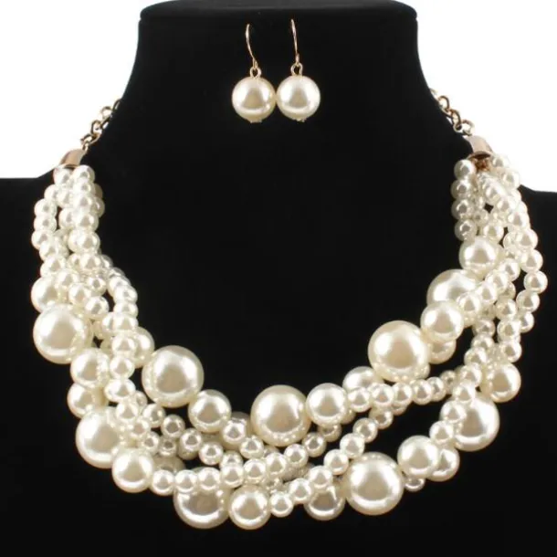 Bridal Jewelry Sets 1 set Pearl Imitation Pearl 1 Necklace Earrings Women's Statement Colorful Cute Layered Love irregular Jewelry Set For Party Wedding dress to impress