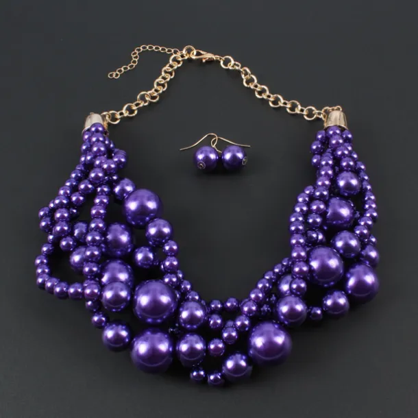 Bridal Jewelry Sets 1 set Pearl Imitation Pearl 1 Necklace Earrings Women's Statement Colorful Cute Layered Love irregular Jewelry Set For Party Wedding dress to impress