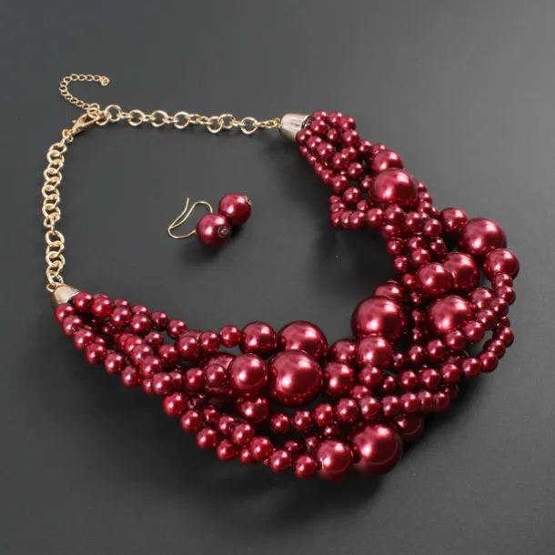 Bridal Jewelry Sets 1 set Pearl Imitation Pearl 1 Necklace Earrings Women's Statement Colorful Cute Layered Love irregular Jewelry Set For Party Wedding dress to impress