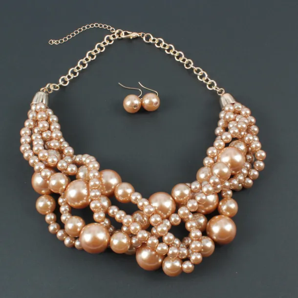 Bridal Jewelry Sets 1 set Pearl Imitation Pearl 1 Necklace Earrings Women's Statement Colorful Cute Layered Love irregular Jewelry Set For Party Wedding dress to impress