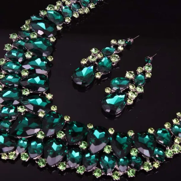 Bridal Jewelry Sets 1 set Crystal Rhinestone Alloy 1 Necklace Earrings Women's Statement Colorful Cute Fancy Pear irregular Jewelry Set For Party Wedding