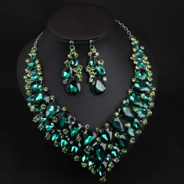 Bridal Jewelry Sets 1 set Crystal Rhinestone Alloy 1 Necklace Earrings Women's Statement Colorful Cute Fancy Pear irregular Jewelry Set For Party Wedding