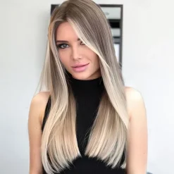 Brown Wigs for Women Blonde Long Light Golden Wigs Ombre Pink Wigs Synthetic Hair Highlighted Hair Dark Roots Wigs 26 Inch