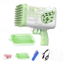 Bubble Gun Rocket Holes Soap Bubbles Machine Gun Shape Automatic Blower With Light Toys For Kids Pomperos Childrens Day Gift