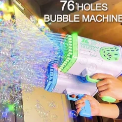 Bubble Gun Rocket Holes Soap Bubbles Machine Gun Shape Automatic Blower With Light Toys For Kids Pomperos Childrens Day Gift