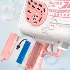 Bubble Gun Rocket Holes Soap Bubbles Machine Gun Shape Automatic Blower With Light Toys For Kids Pomperos Childrens Day Gift