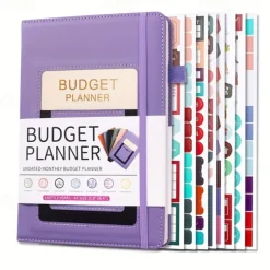 Budget Planner Notebook with Expense Tracker Undated Monthly Financial Organizer for Debt and Bill Tracking 8.4 x 5.8 Inches PU Cover