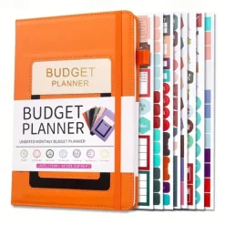 Budget Planner Notebook with Expense Tracker Undated Monthly Financial Organizer for Debt and Bill Tracking 8.4 x 5.8 Inches PU Cover