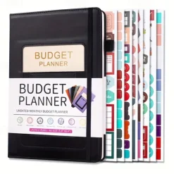 Budget Planner Notebook with Expense Tracker Undated Monthly Financial Organizer for Debt and Bill Tracking 8.4 x 5.8 Inches PU Cover