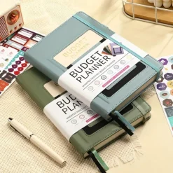 Budget Planner Notebook with Expense Tracker Undated Monthly Financial Organizer for Debt and Bill Tracking 8.4 x 5.8 Inches PU Cover