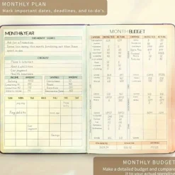 Budget Planner Notebook with Expense Tracker Undated Monthly Financial Organizer for Debt and Bill Tracking 8.4 x 5.8 Inches PU Cover