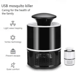 Bug Zapper Automatic Indoor Insect Trap - UV Black Light & Fan Mosquito, Fruit Fly & Gnat Killer with USB Rechargeable