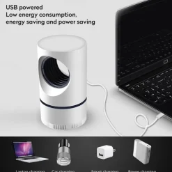 Bug Zapper Automatic Indoor Insect Trap - UV Black Light & Fan Mosquito, Fruit Fly & Gnat Killer with USB Rechargeable