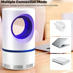 Bug Zapper Automatic Indoor Insect Trap - UV Black Light & Fan Mosquito, Fruit Fly & Gnat Killer with USB Rechargeable