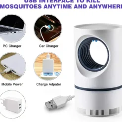 Bug Zapper Electric Indoor Mosquito Insect Trap Killer Lamp LED Mosquito Repellent Lamp Mute Anti Fly Trap Light Bug Zapper USB LED Night Lights