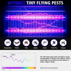 Bug Zapper Indoor, Mosquito, Wasp, Moth, Fruit Fly Trap, High-Voltage, with Mosquito Trap, Suitable for Dining Rooms, Living Rooms, Gardens and Offices