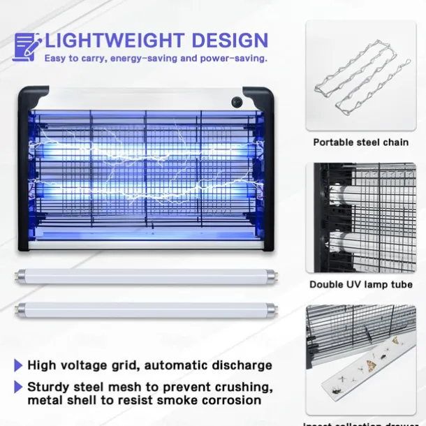 Bug Zapper Indoor, Mosquito, Wasp, Moth, Fruit Fly Trap, High-Voltage, with Mosquito Trap, Suitable for Dining Rooms, Living Rooms, Gardens and Offices