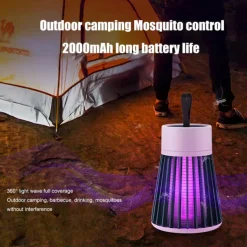 Bug Zapper Mosquito Trap Killer Lamp Electric LED UV Flying Insect Repellent Light Portable USB Rechargeable Trap Flying Insect Killer for Home Pest Control Insect Repellent