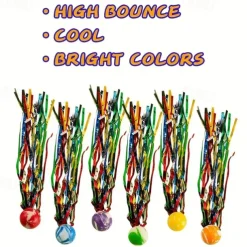 Bulk Set Of 40 Bouncy Super Balls With Colorful Streamers Birthday Party Favors Goodie Bag Fillers Random Colors