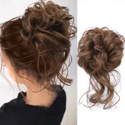 Bun Hair Piece Tousled Updo Hair Extensions With Elastic Hair Bands curly Hair Bun Scrunchle for Women